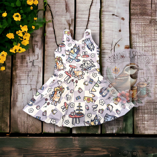 Blue Dog Wren Dress- Cottagecore