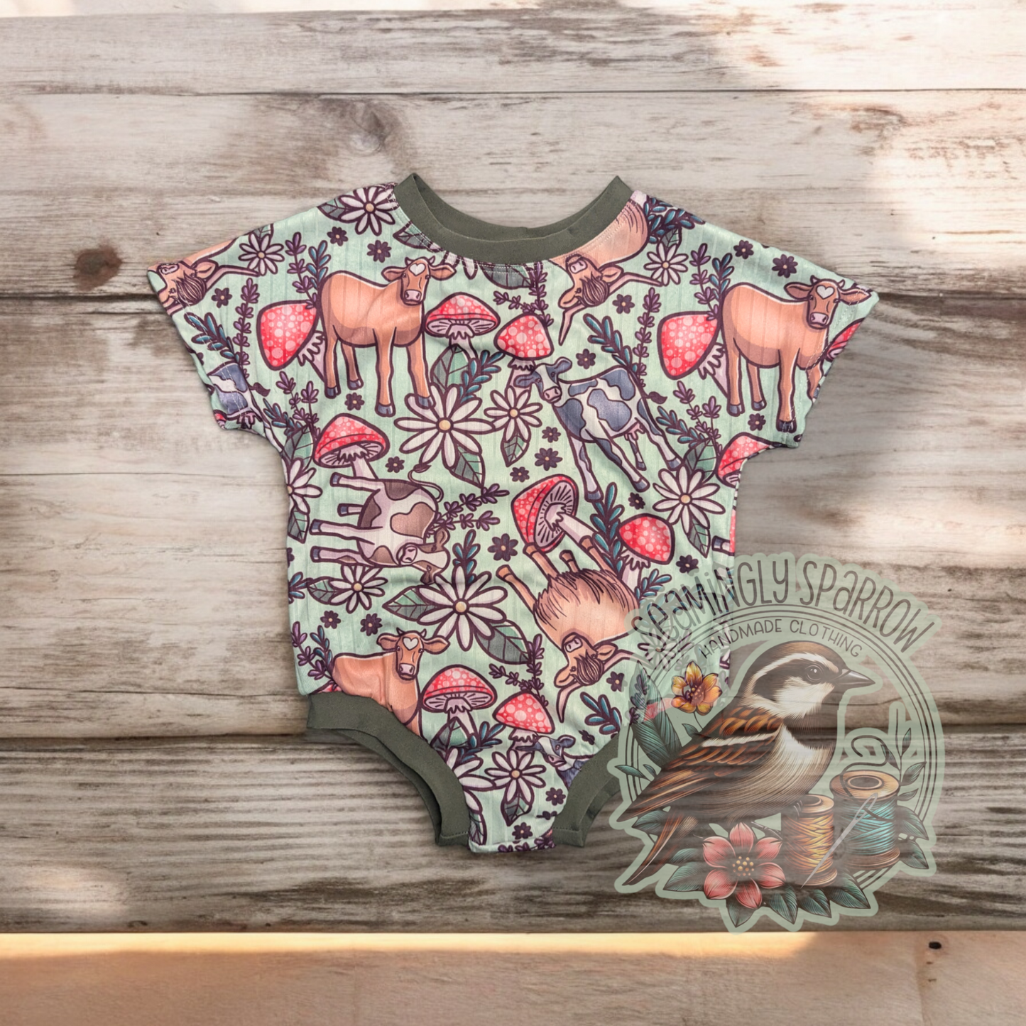 Cottagecore Cow Tee Romper