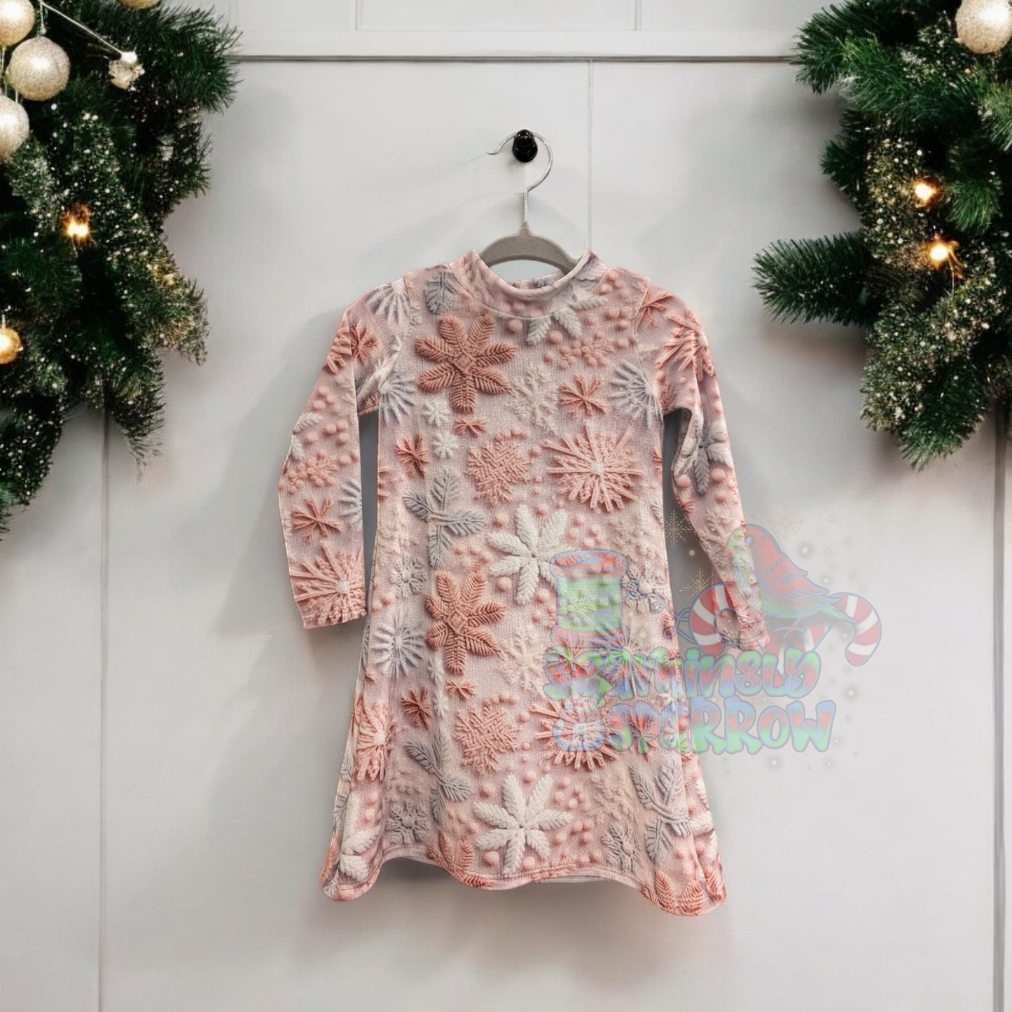 Pink Snowflake Sweater - Velvet Hollis Dress